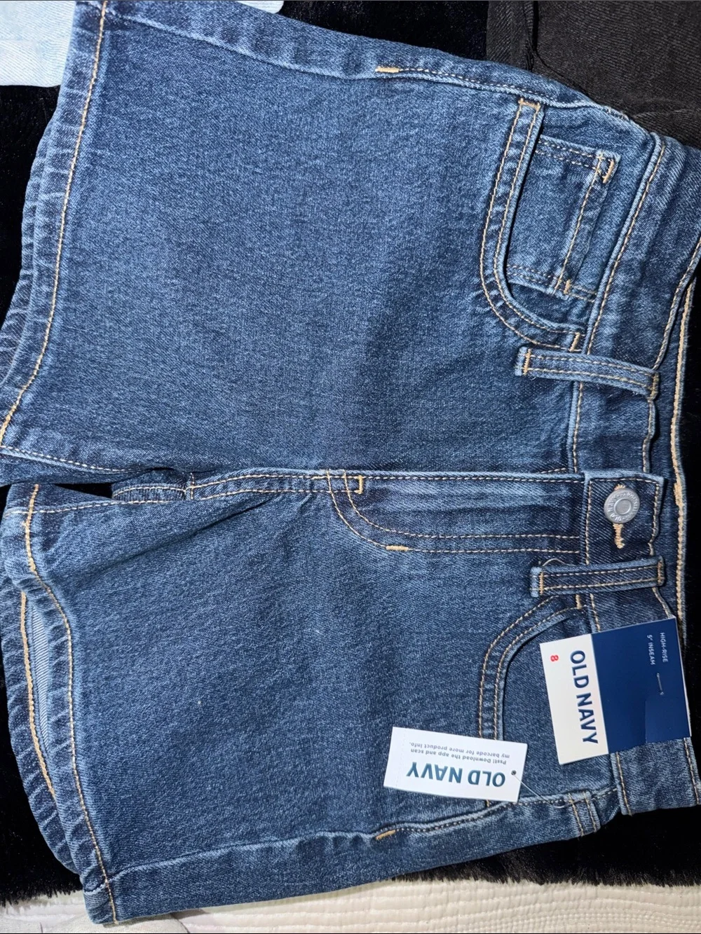 Old Navy Girls 4-Pack Denim Shorts - Light Blue, Black, Dark Blue & cream